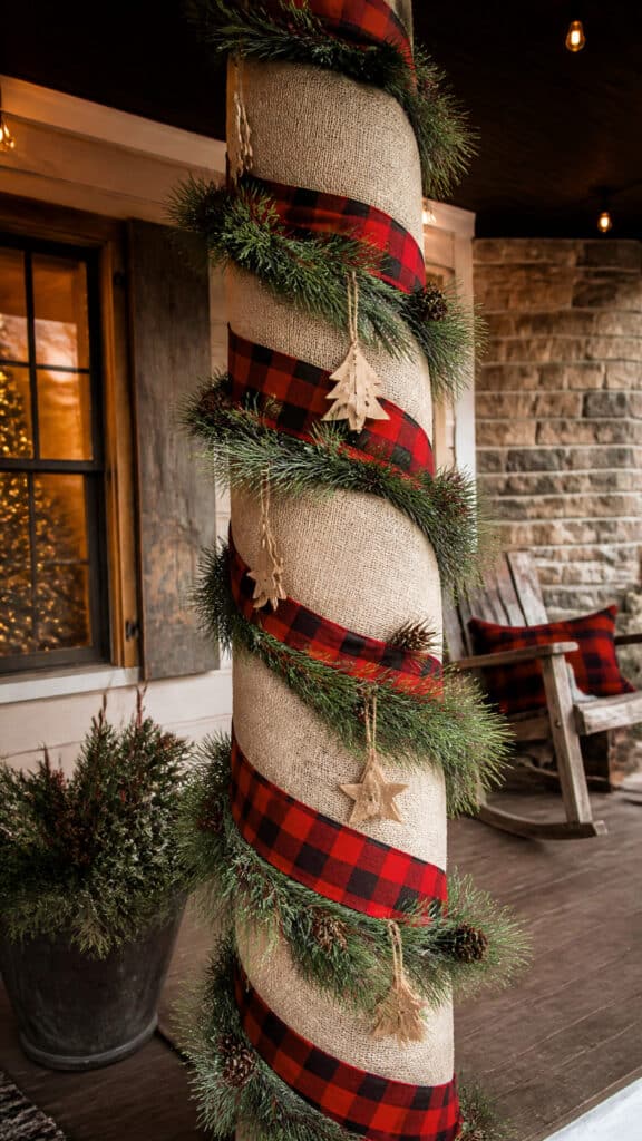 Rustic Burlap and Plaid Combination