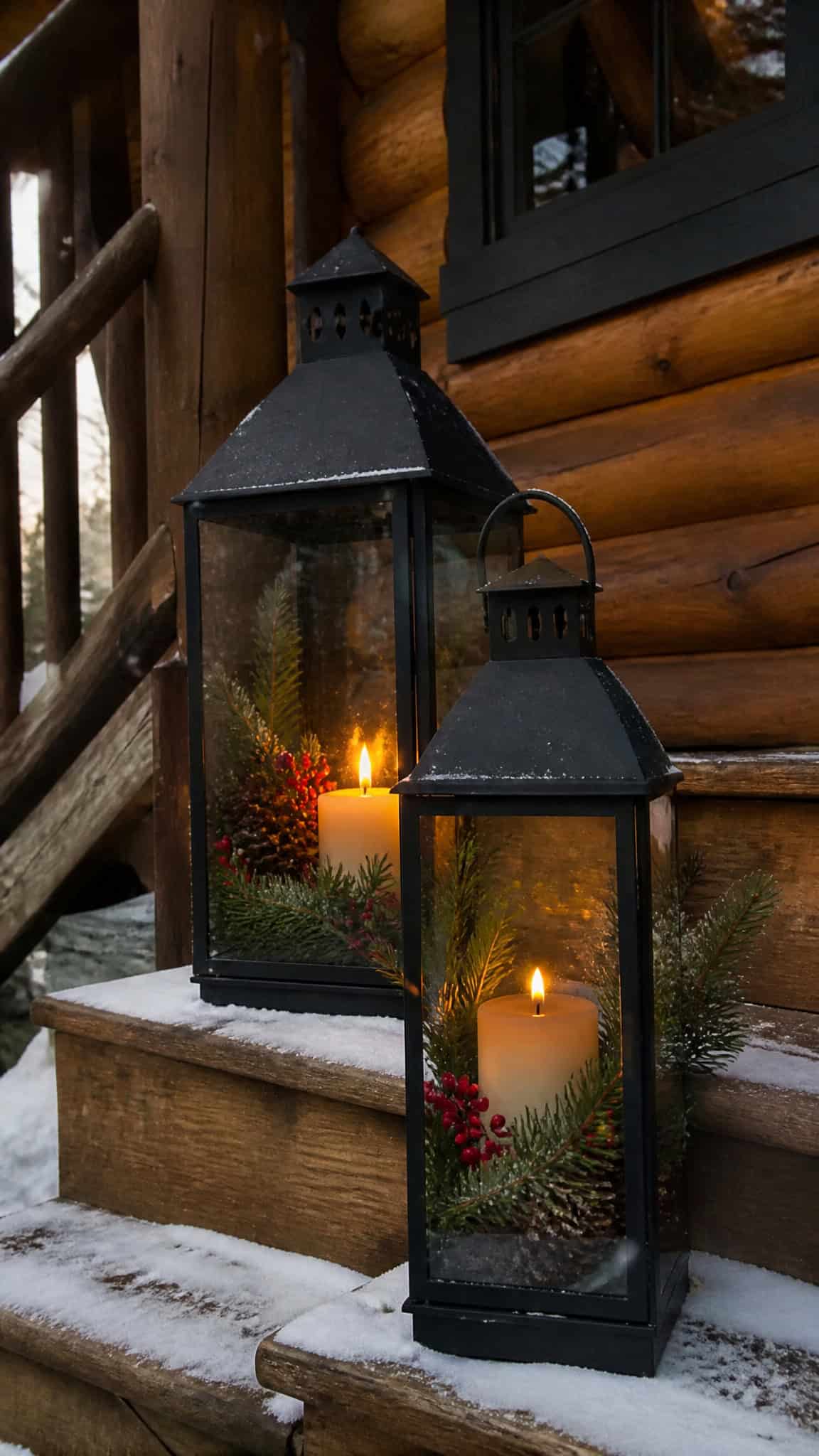 Lanterns Filled With Pine and Berries