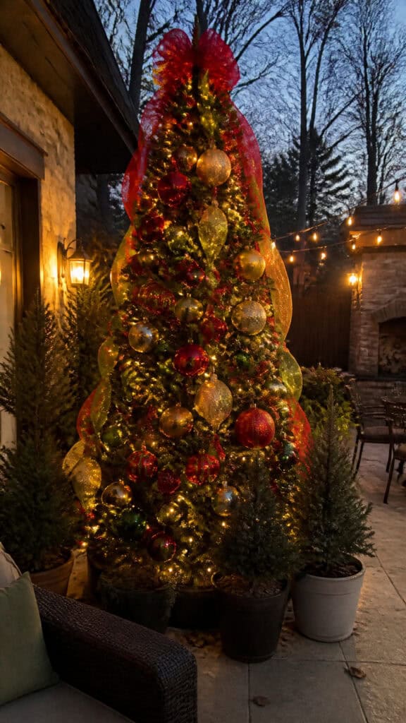 Festive Outdoor Christmas Tree Display