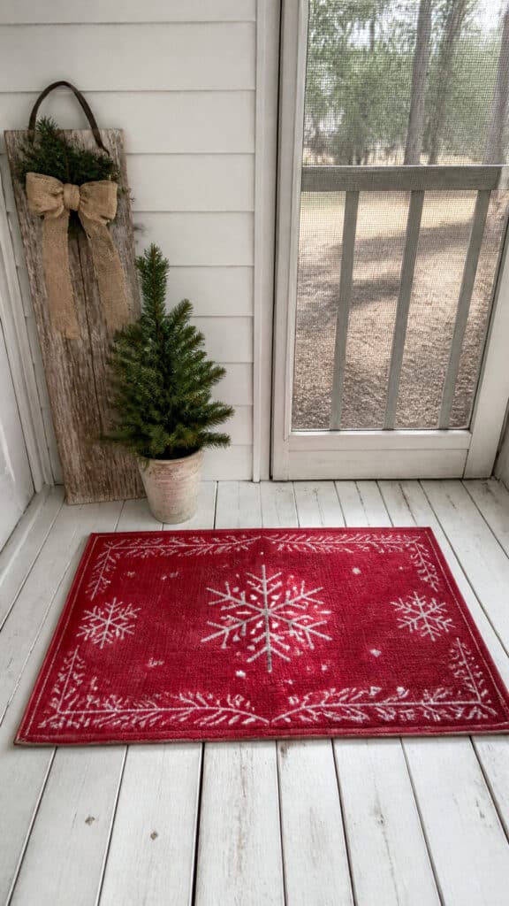 Add a Festive Doormat and Welcome Sign