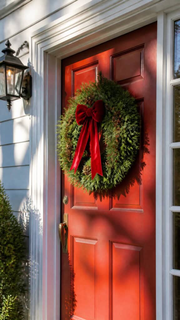 Classic Evergreen Wreath with a Red Bow