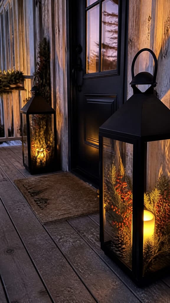 Lanterns Filled with Seasonal Greenery