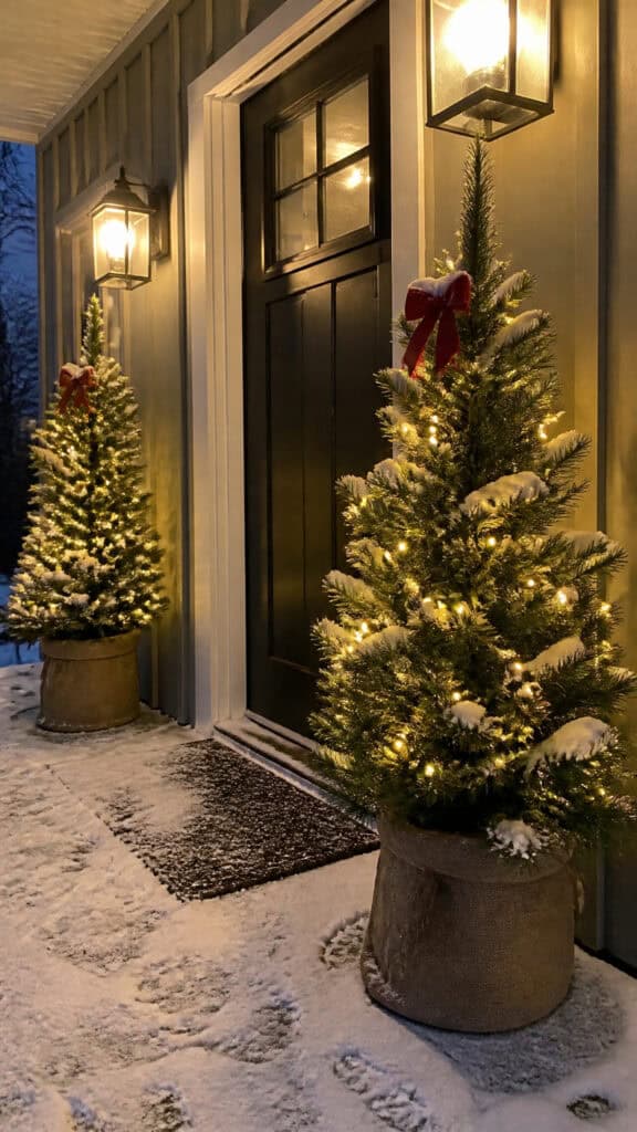 Flank Your Door with Matching Potted Evergreens