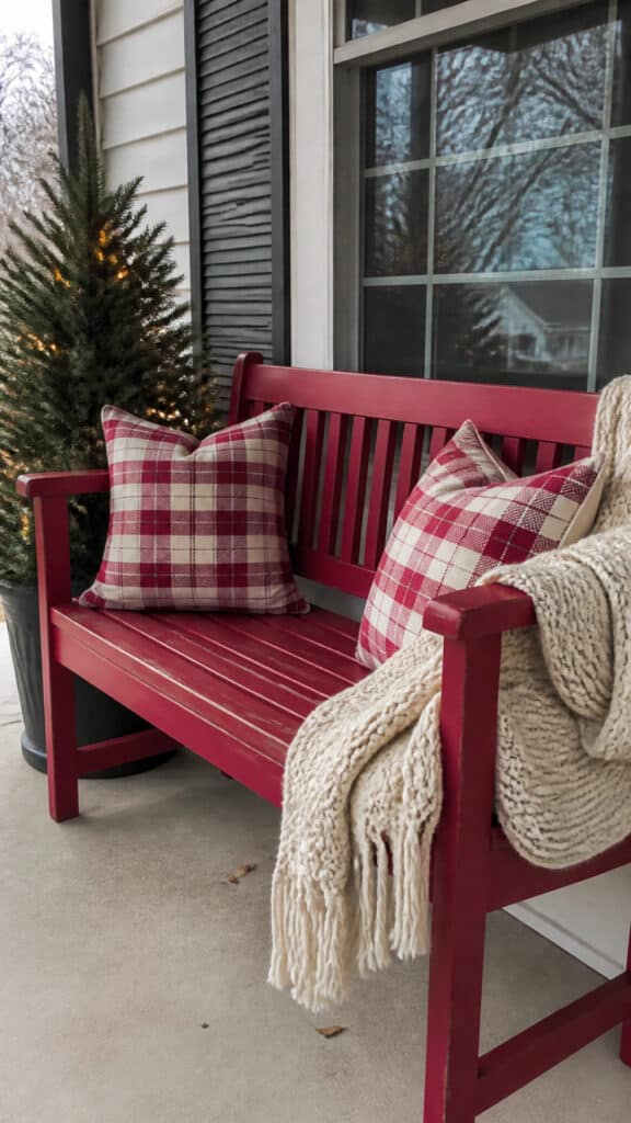Add a Cozy Bench or Chair with Holiday Pillows