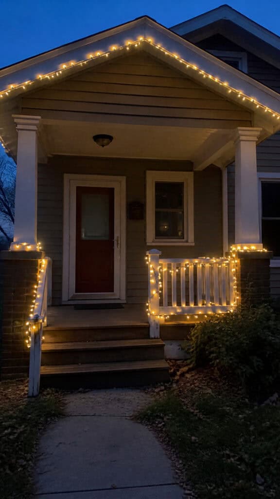 String Lights Along the Roofline or Railings