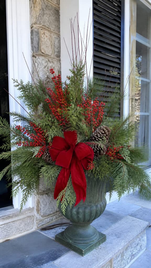 Traditional Holiday Greenery with Bows