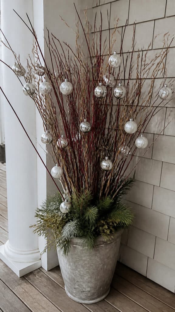 Rustic Twig and Ornament Display